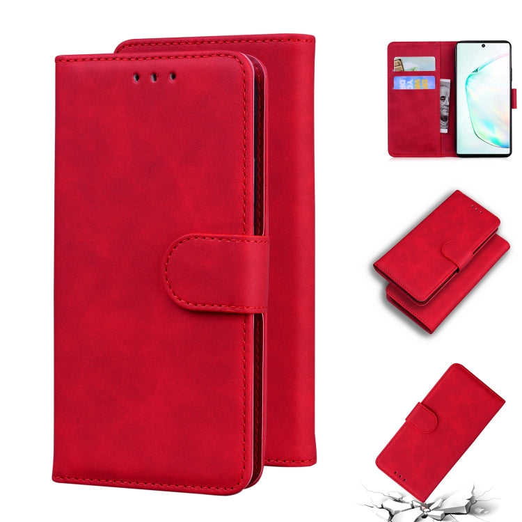 For Samsung Galaxy Note10 Skin Feel Pure Color Flip Leather Phone Case