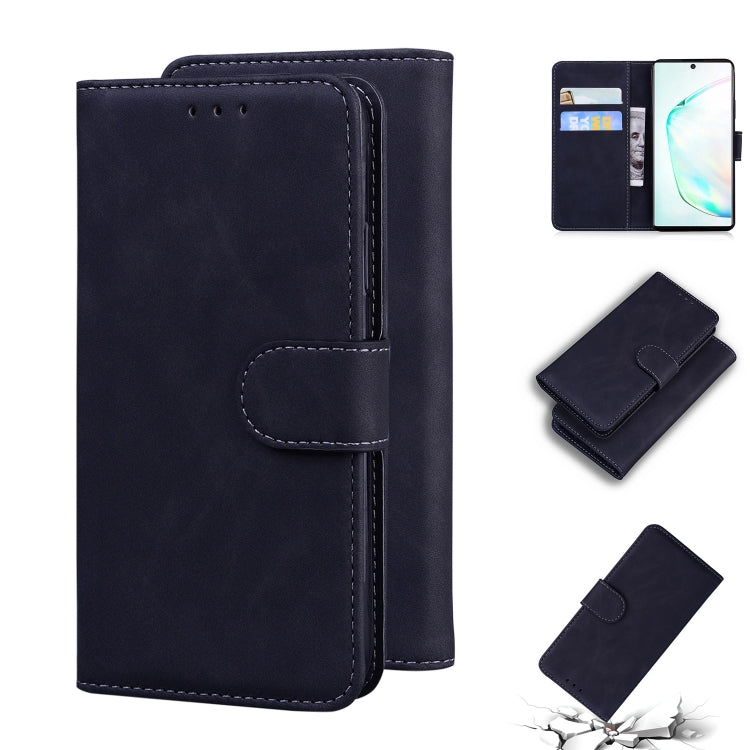 For Samsung Galaxy Note10+ Skin Feel Pure Color Flip Leather Phone Case