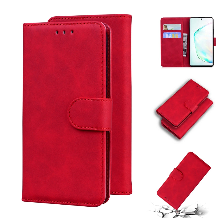 For Samsung Galaxy Note10+ Skin Feel Pure Color Flip Leather Phone Case