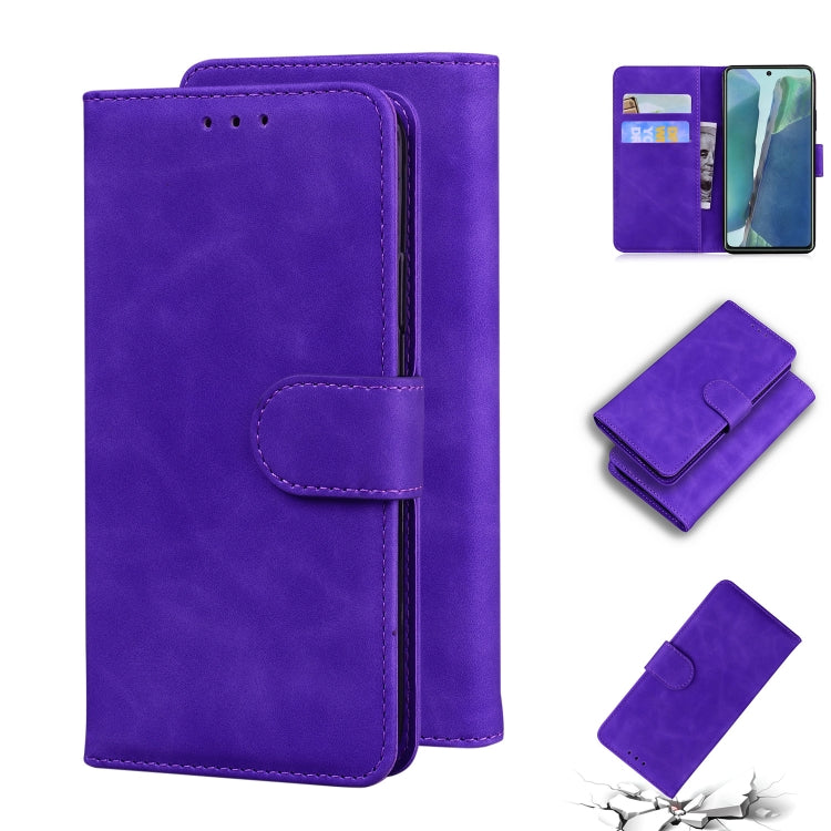 For Samsung Galaxy Note20 Skin Feel Pure Color Flip Leather Phone Case