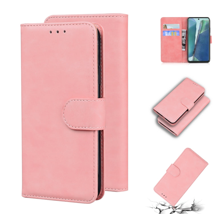 For Samsung Galaxy Note20 Skin Feel Pure Color Flip Leather Phone Case
