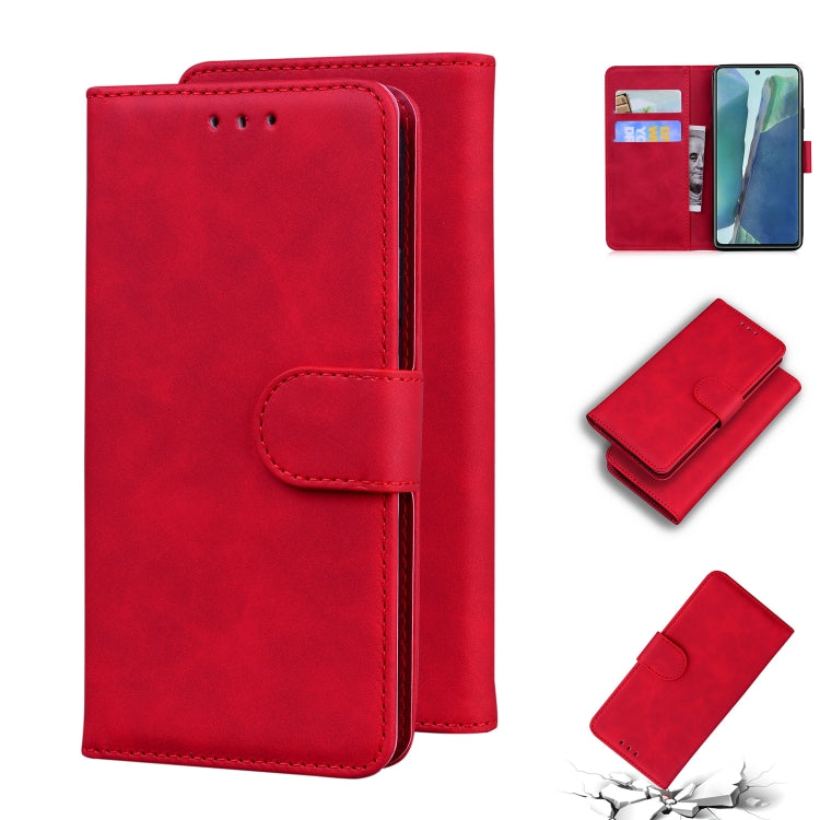 For Samsung Galaxy Note20 Skin Feel Pure Color Flip Leather Phone Case