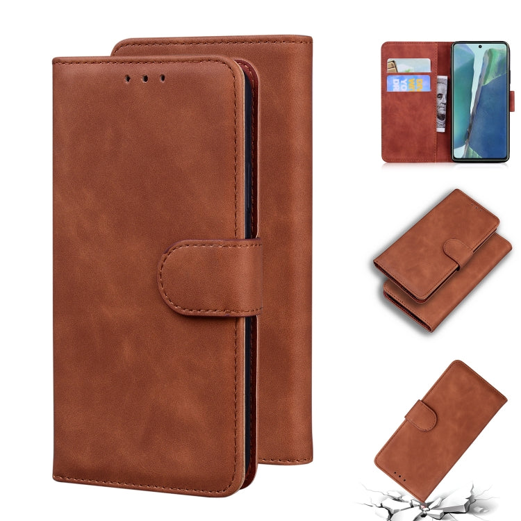 For Samsung Galaxy Note20 Skin Feel Pure Color Flip Leather Phone Case