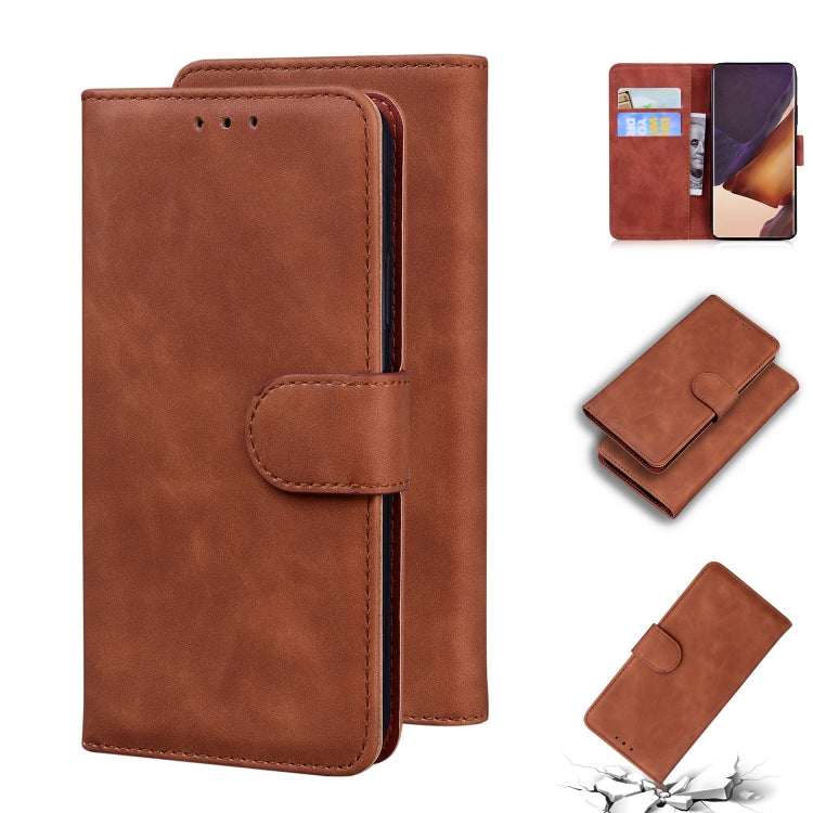 For Samsung Galaxy Note20 Ultra Skin Feel Pure Color Flip Leather Phone Case
