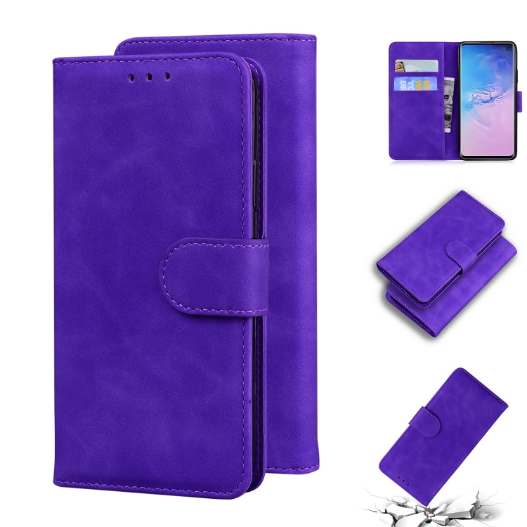 For Samsung Galaxy S10 Skin Feel Pure Color Flip Leather Phone Case