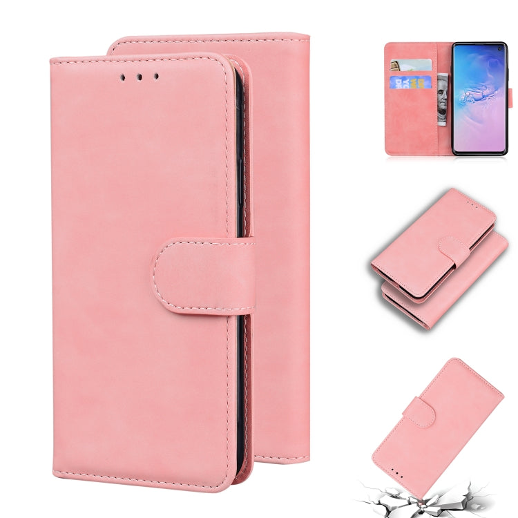 For Samsung Galaxy S10 Skin Feel Pure Color Flip Leather Phone Case