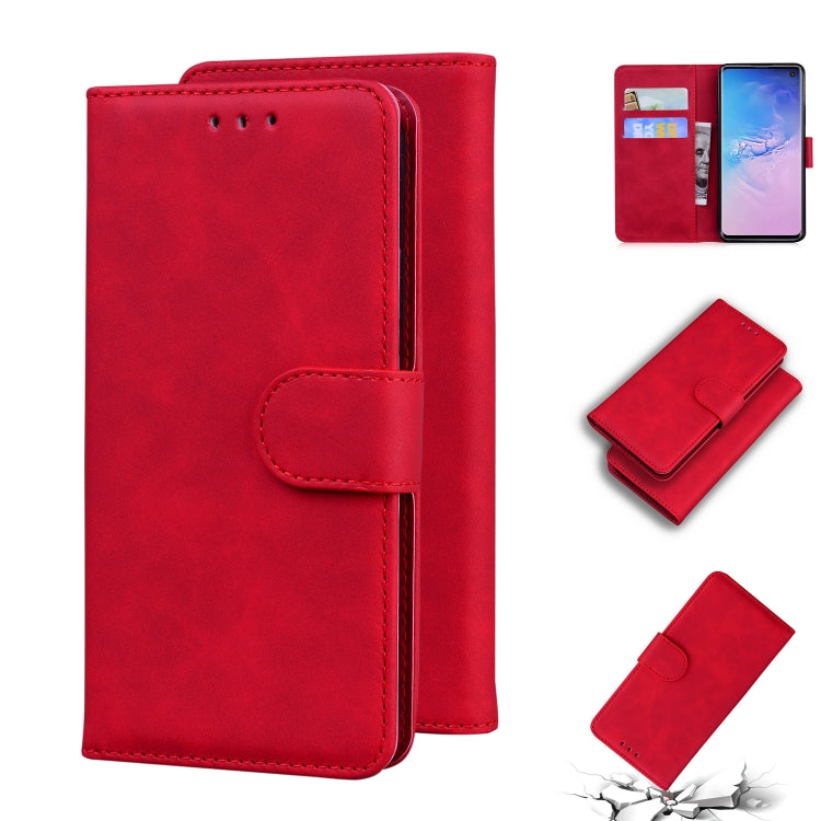 For Samsung Galaxy S10 Skin Feel Pure Color Flip Leather Phone Case