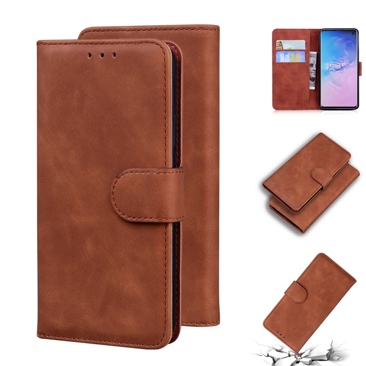 For Samsung Galaxy S10 Skin Feel Pure Color Flip Leather Phone Case