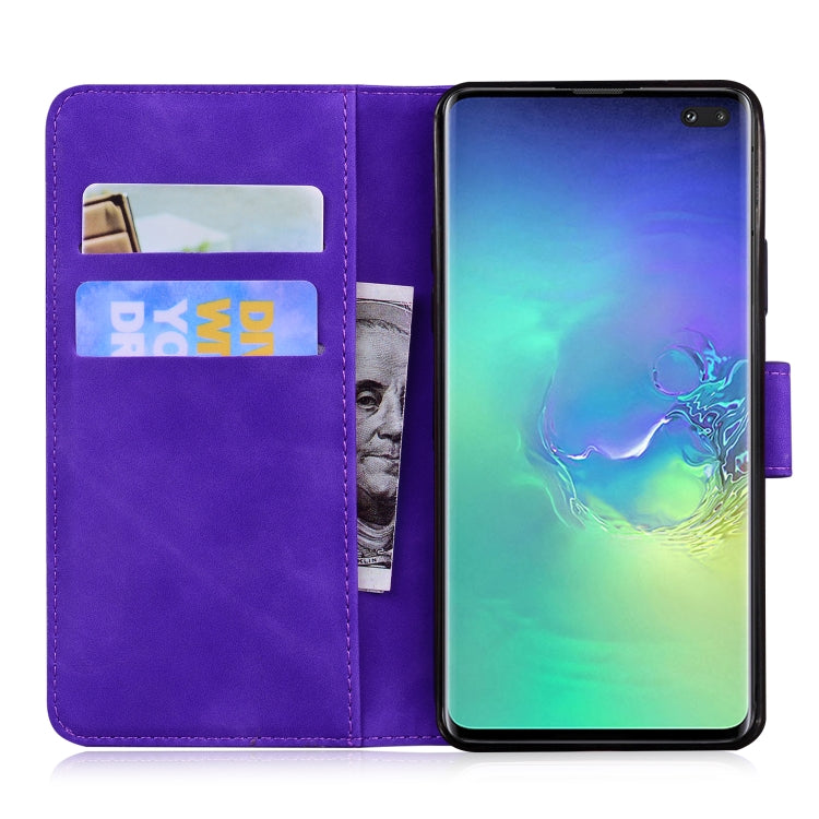 For Samsung Galaxy S10+ Skin Feel Pure Color Flip Leather Phone Case