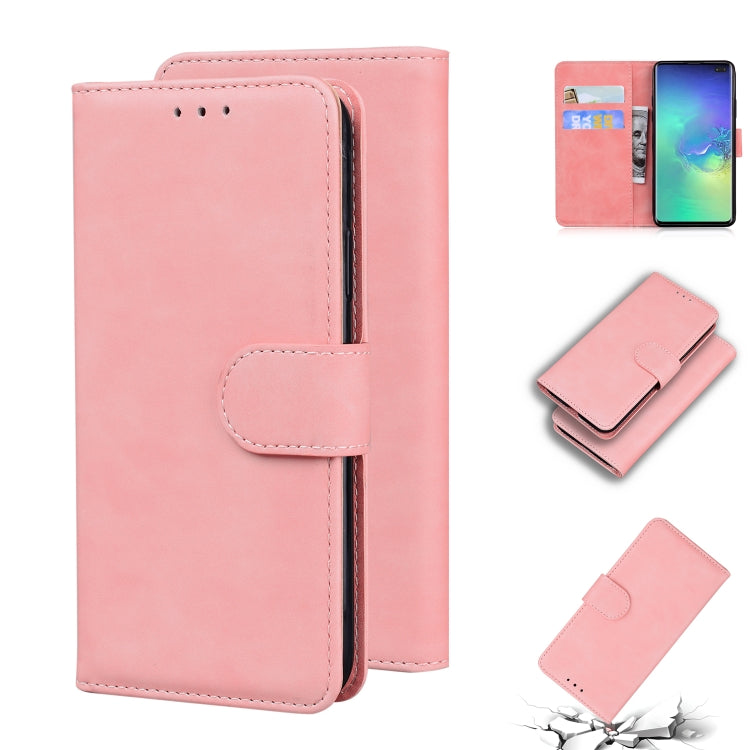 For Samsung Galaxy S10+ Skin Feel Pure Color Flip Leather Phone Case