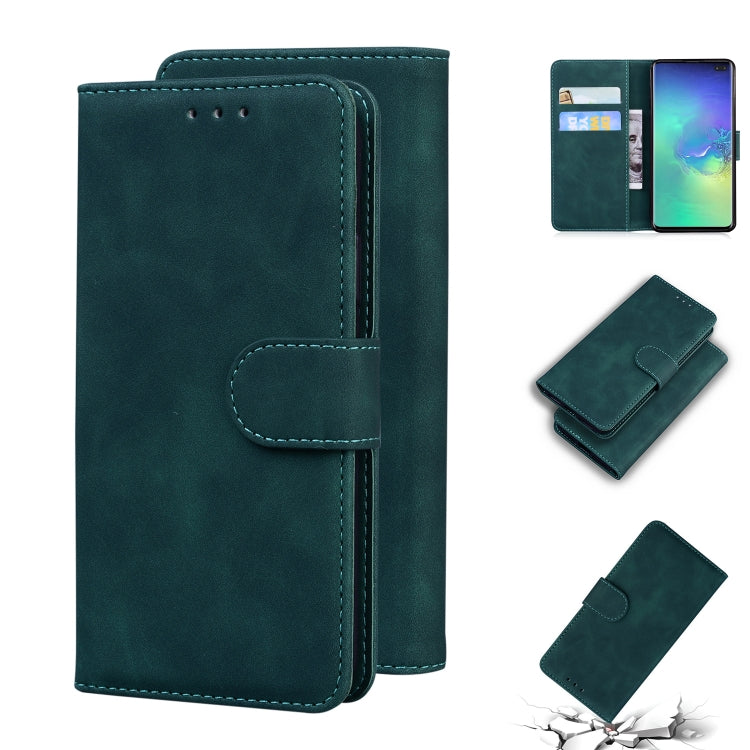 For Samsung Galaxy S10+ Skin Feel Pure Color Flip Leather Phone Case