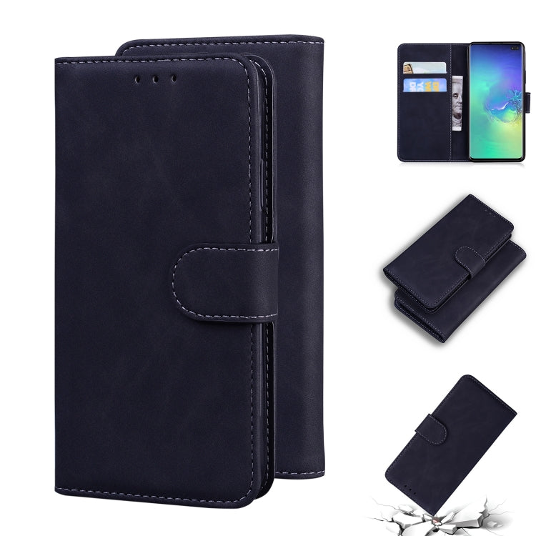 For Samsung Galaxy S10+ Skin Feel Pure Color Flip Leather Phone Case