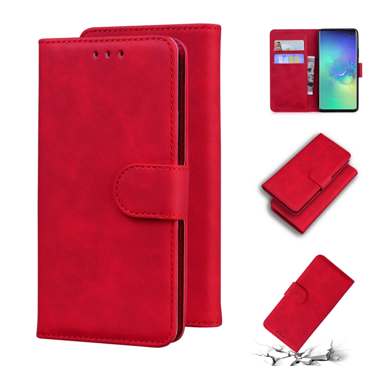 For Samsung Galaxy S10+ Skin Feel Pure Color Flip Leather Phone Case