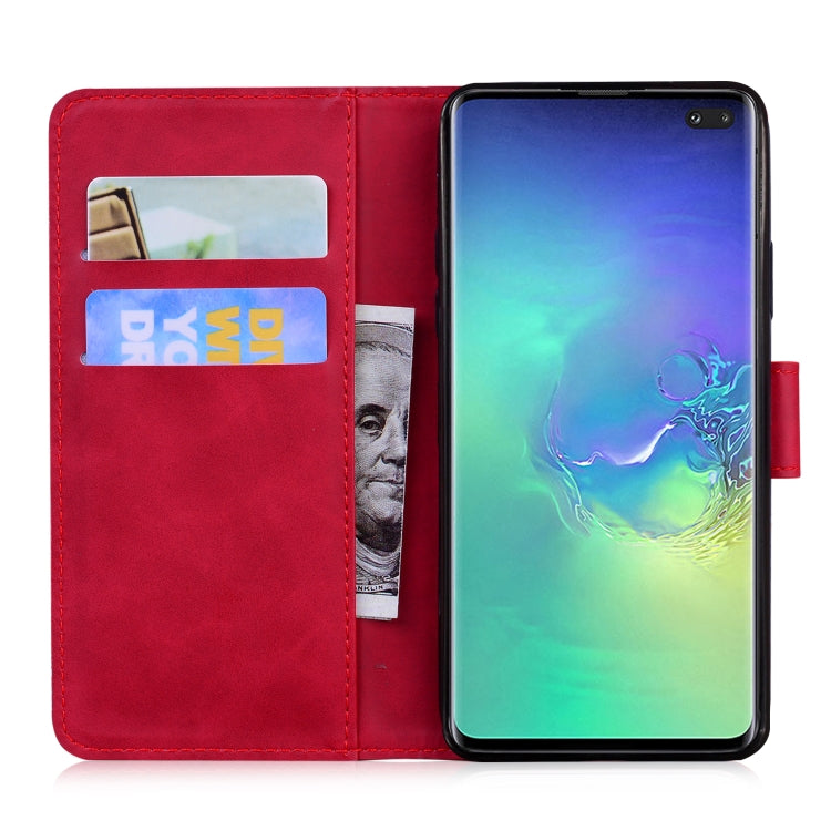 For Samsung Galaxy S10+ Skin Feel Pure Color Flip Leather Phone Case