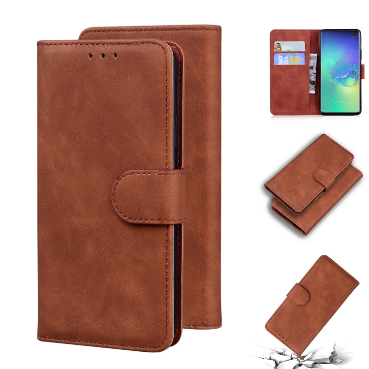 For Samsung Galaxy S10+ Skin Feel Pure Color Flip Leather Phone Case