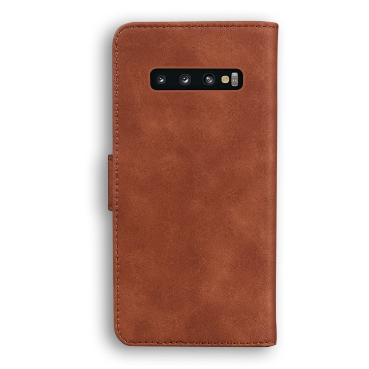 For Samsung Galaxy S10+ Skin Feel Pure Color Flip Leather Phone Case