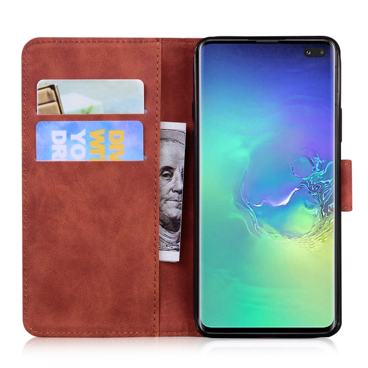 For Samsung Galaxy S10+ Skin Feel Pure Color Flip Leather Phone Case