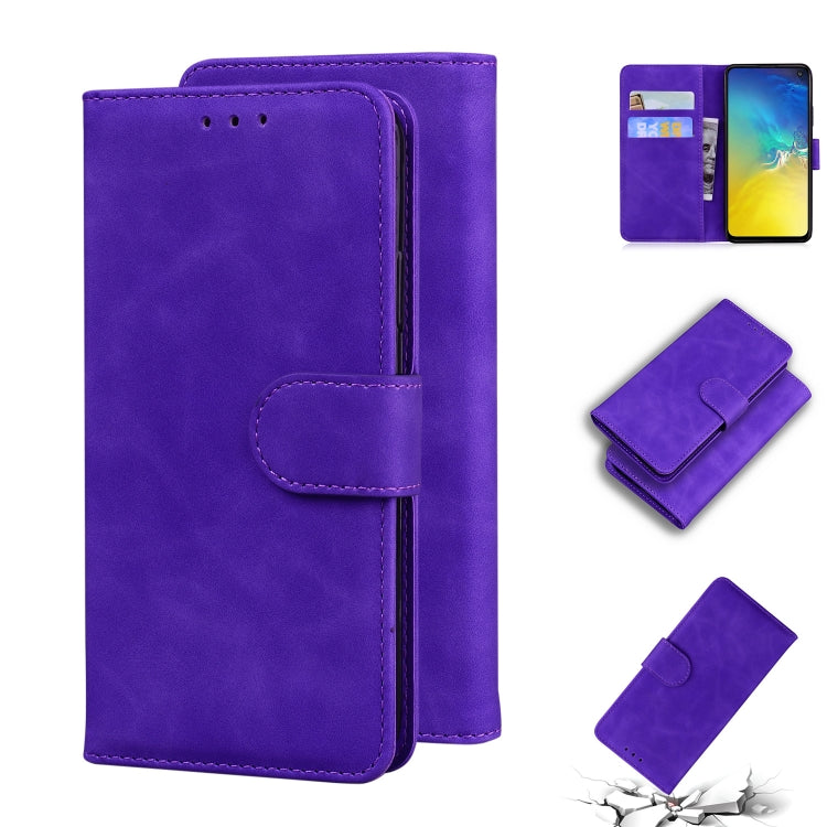 For Samsung Galaxy S10e Skin Feel Pure Color Flip Leather Phone Case