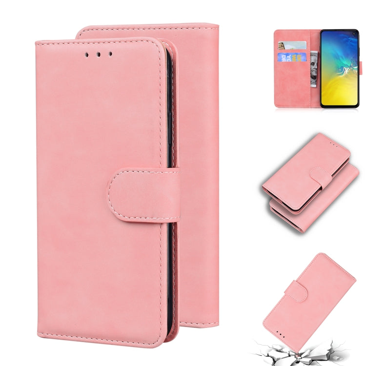 For Samsung Galaxy S10e Skin Feel Pure Color Flip Leather Phone Case