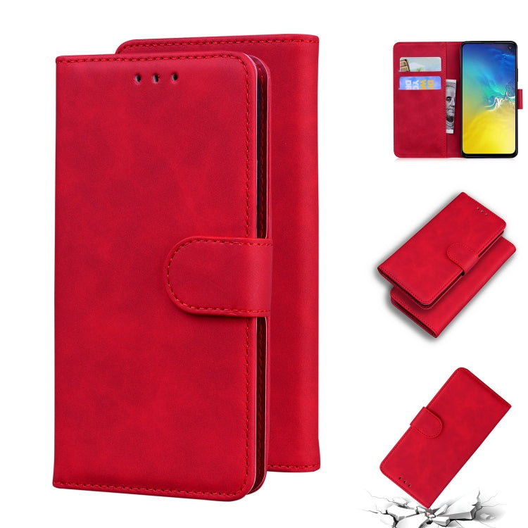 For Samsung Galaxy S10e Skin Feel Pure Color Flip Leather Phone Case