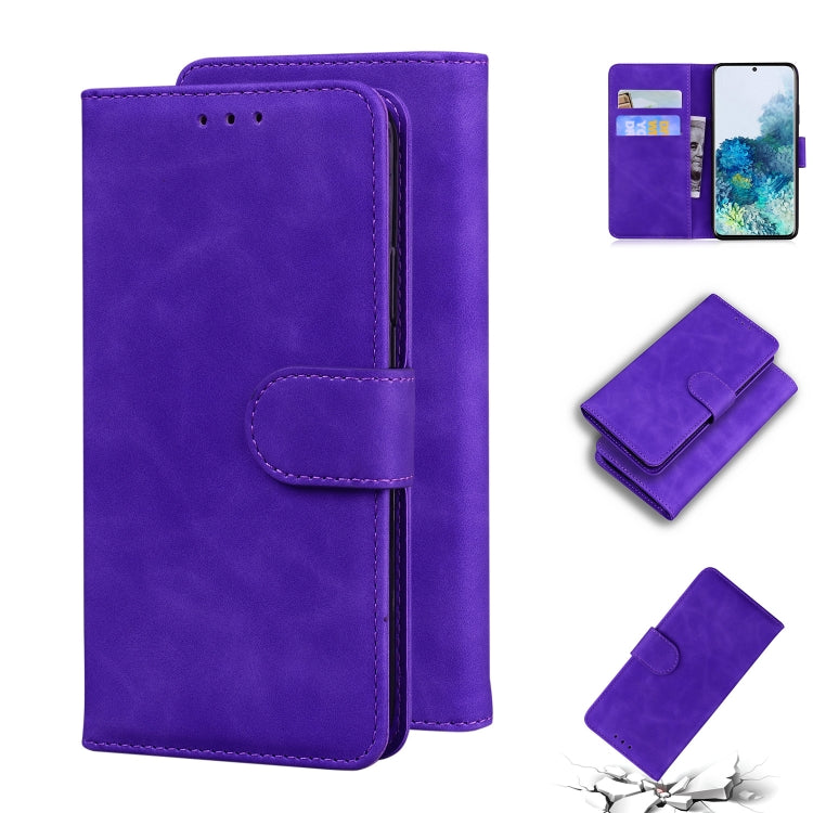 For Samsung Galaxy S20 Skin Feel Pure Color Flip Leather Phone Case