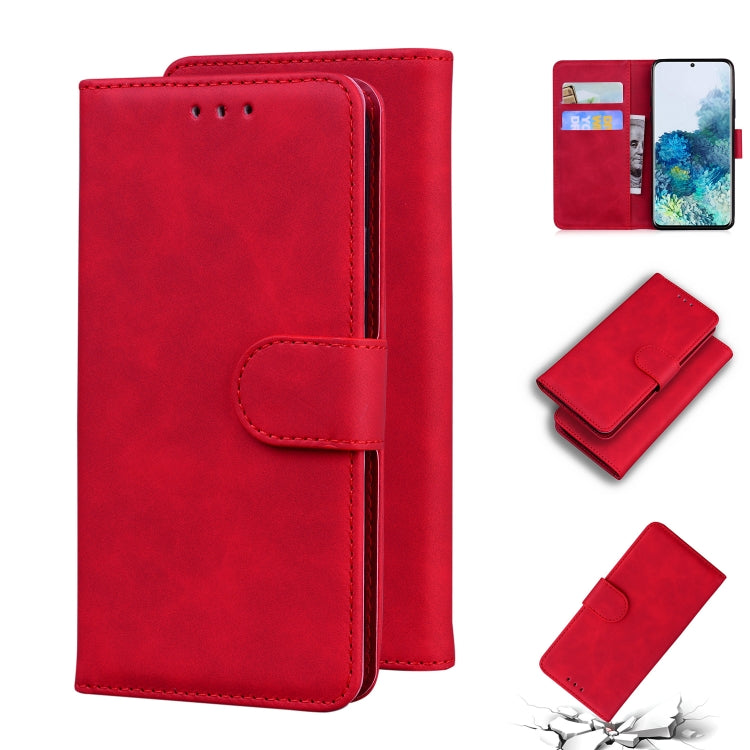 For Samsung Galaxy S20 Skin Feel Pure Color Flip Leather Phone Case