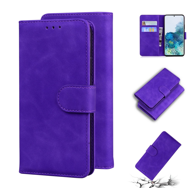 For Samsung Galaxy S20+ Skin Feel Pure Color Flip Leather Phone Case