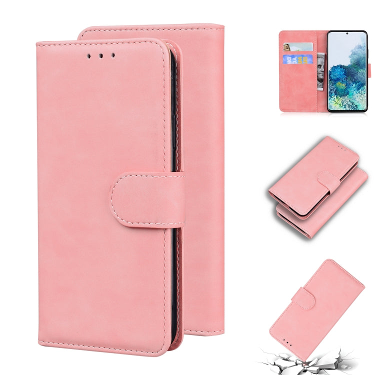 For Samsung Galaxy S20+ Skin Feel Pure Color Flip Leather Phone Case