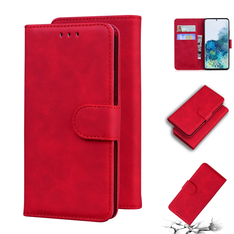 For Samsung Galaxy S20+ Skin Feel Pure Color Flip Leather Phone Case