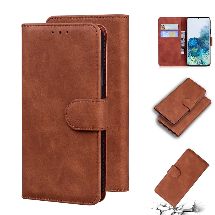 For Samsung Galaxy S20+ Skin Feel Pure Color Flip Leather Phone Case