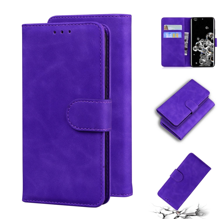 For Samsung Galaxy S20 Ultra Skin Feel Pure Color Flip Leather Phone Case