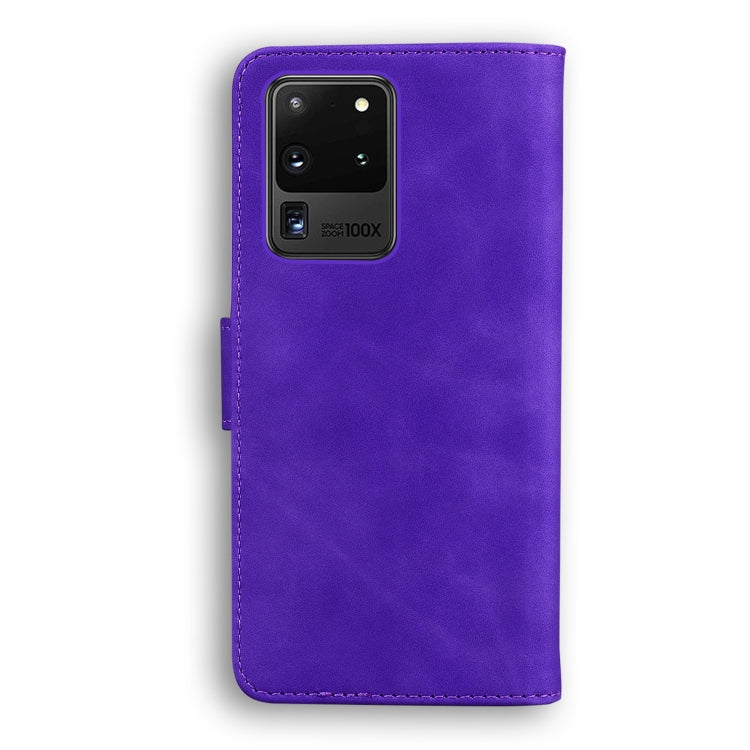 For Samsung Galaxy S20 Ultra Skin Feel Pure Color Flip Leather Phone Case