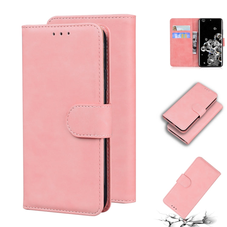For Samsung Galaxy S20 Ultra Skin Feel Pure Color Flip Leather Phone Case