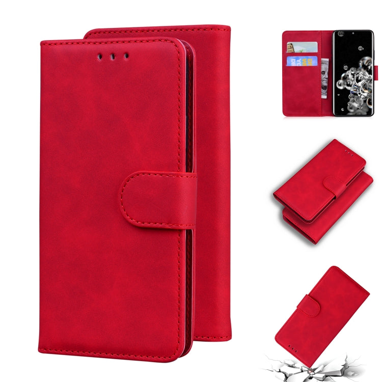 For Samsung Galaxy S20 Ultra Skin Feel Pure Color Flip Leather Phone Case