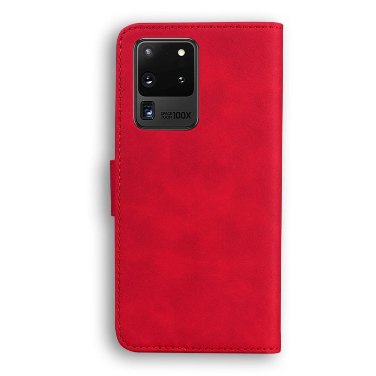 For Samsung Galaxy S20 Ultra Skin Feel Pure Color Flip Leather Phone Case