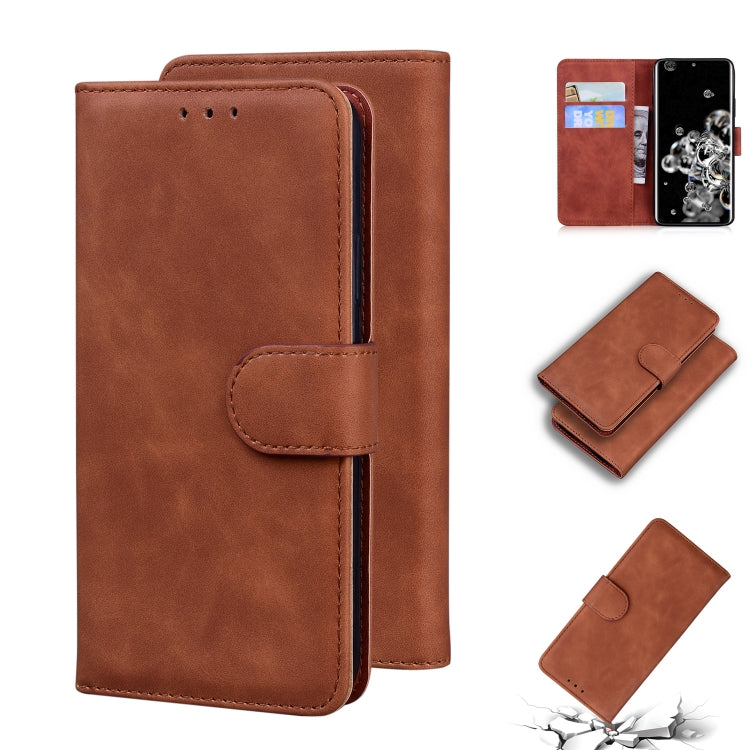 For Samsung Galaxy S20 Ultra Skin Feel Pure Color Flip Leather Phone Case