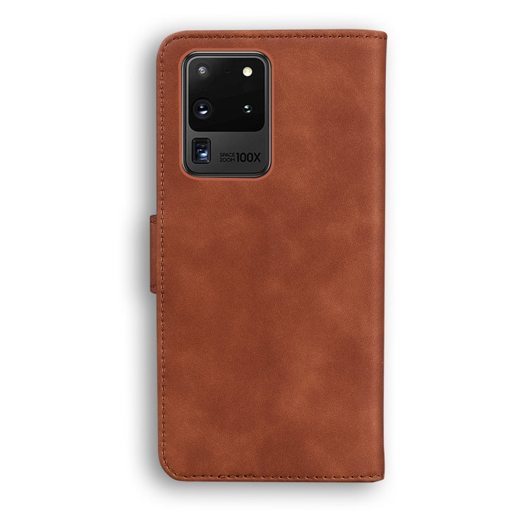 For Samsung Galaxy S20 Ultra Skin Feel Pure Color Flip Leather Phone Case