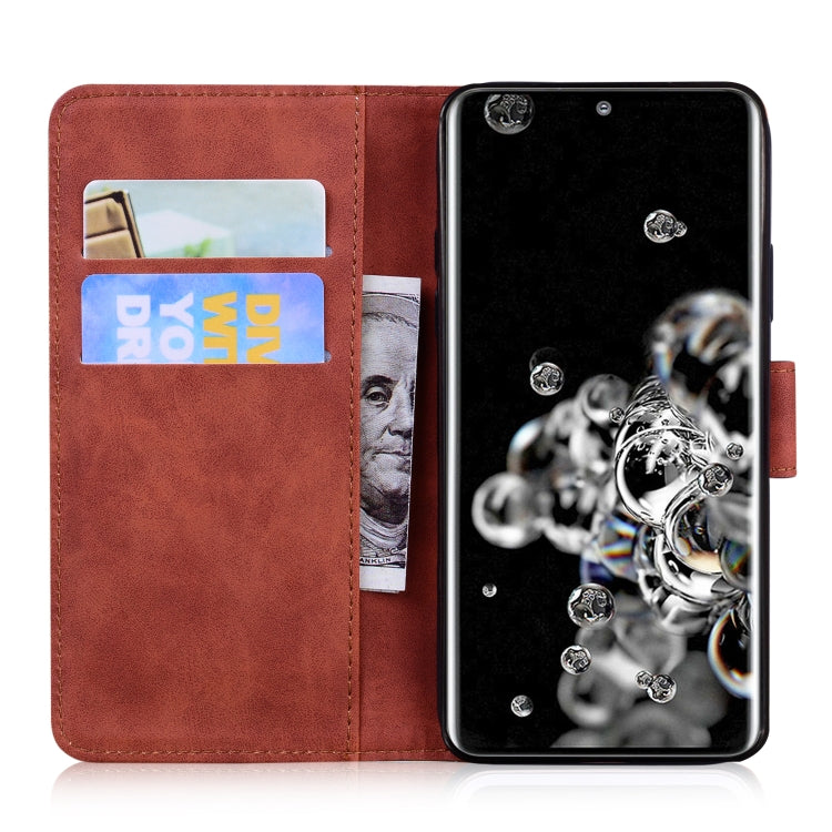 For Samsung Galaxy S20 Ultra Skin Feel Pure Color Flip Leather Phone Case