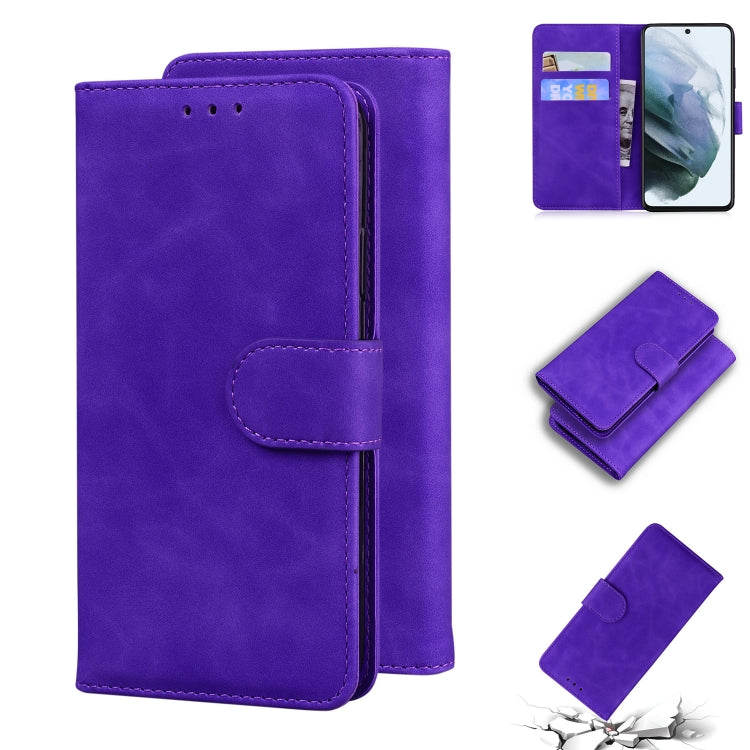For Samsung Galaxy S21 FE 5G Skin Feel Pure Color Flip Leather Phone Case