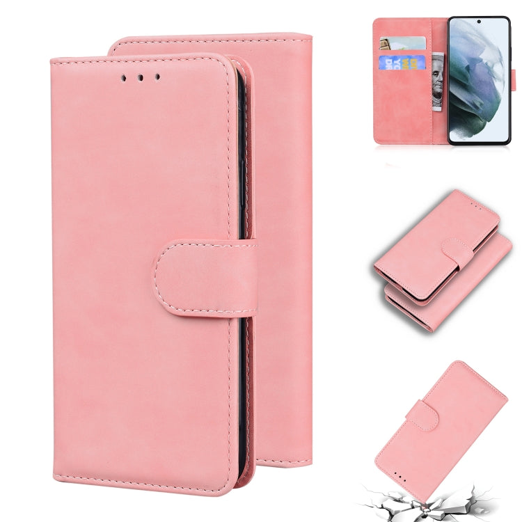 For Samsung Galaxy S21 FE 5G Skin Feel Pure Color Flip Leather Phone Case