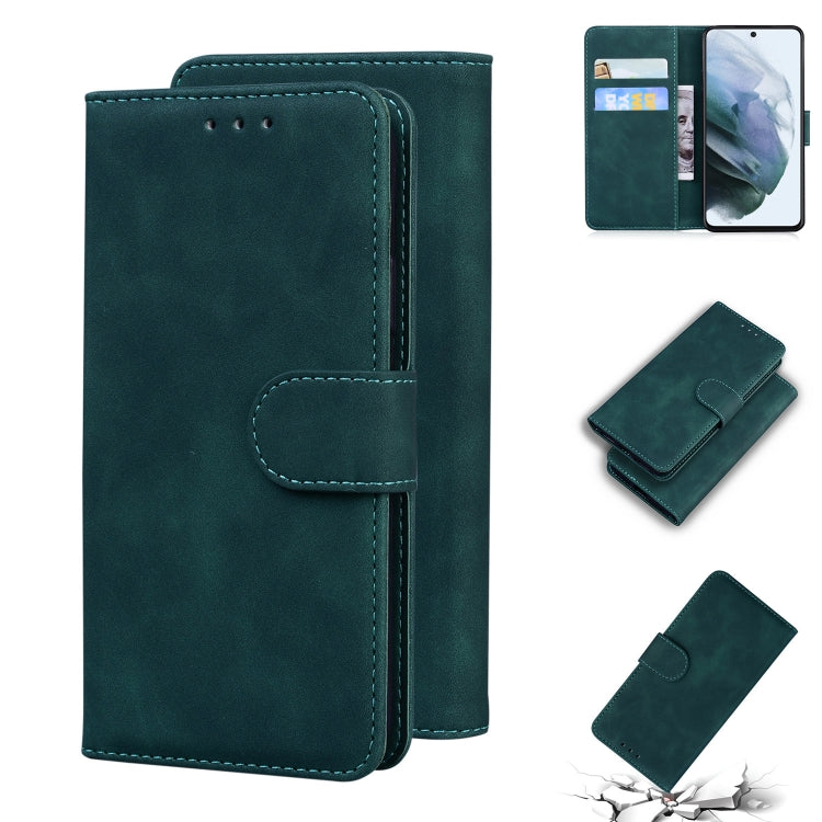 For Samsung Galaxy S21 FE 5G Skin Feel Pure Color Flip Leather Phone Case