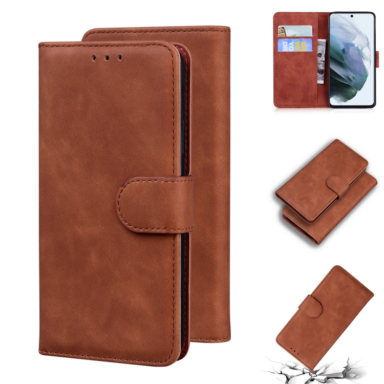 For Samsung Galaxy S21 FE 5G Skin Feel Pure Color Flip Leather Phone Case