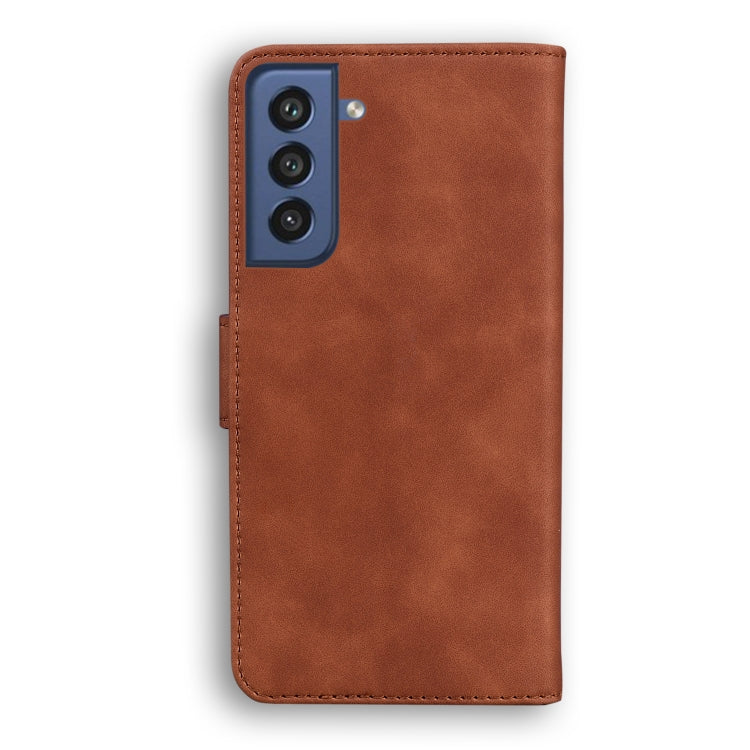 For Samsung Galaxy S21 FE 5G Skin Feel Pure Color Flip Leather Phone Case