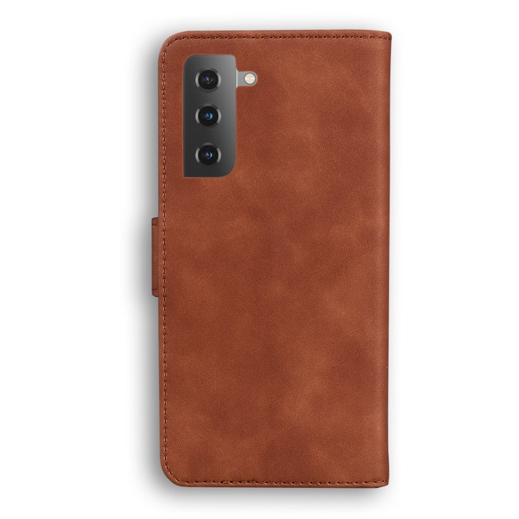 For Samsung Galaxy S21+ 5G Skin Feel Pure Color Flip Leather Phone Case
