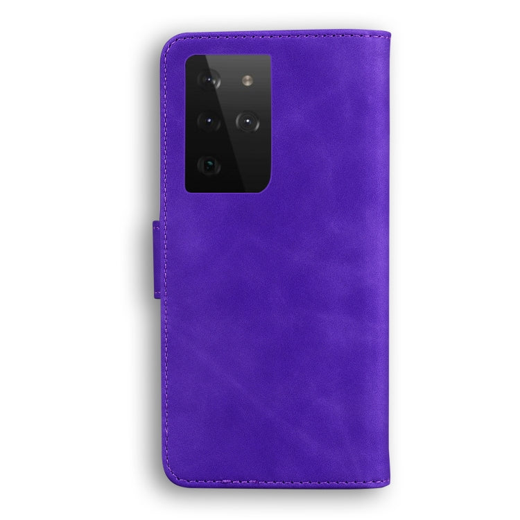 For Samsung Galaxy S21 Ultra 5G Skin Feel Pure Color Flip Leather Phone Case