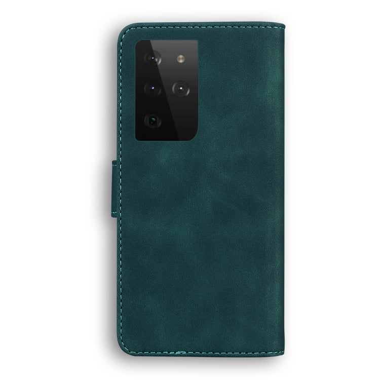 For Samsung Galaxy S21 Ultra 5G Skin Feel Pure Color Flip Leather Phone Case