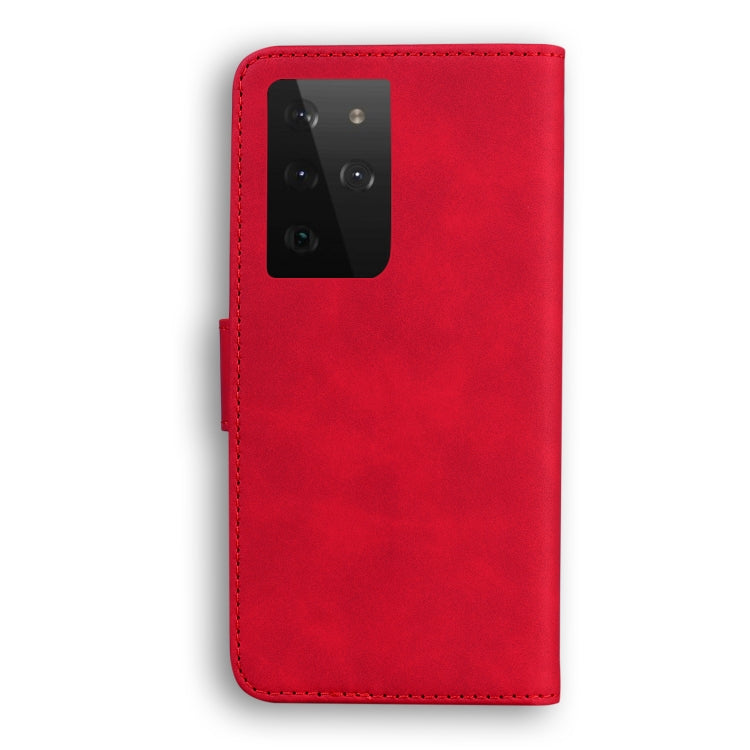 For Samsung Galaxy S21 Ultra 5G Skin Feel Pure Color Flip Leather Phone Case