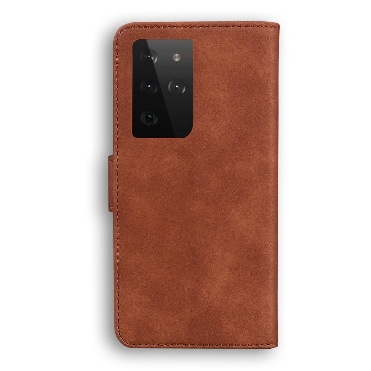 For Samsung Galaxy S21 Ultra 5G Skin Feel Pure Color Flip Leather Phone Case
