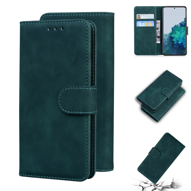 For Samsung Galaxy S21 5G Skin Feel Pure Color Flip Leather Phone Case