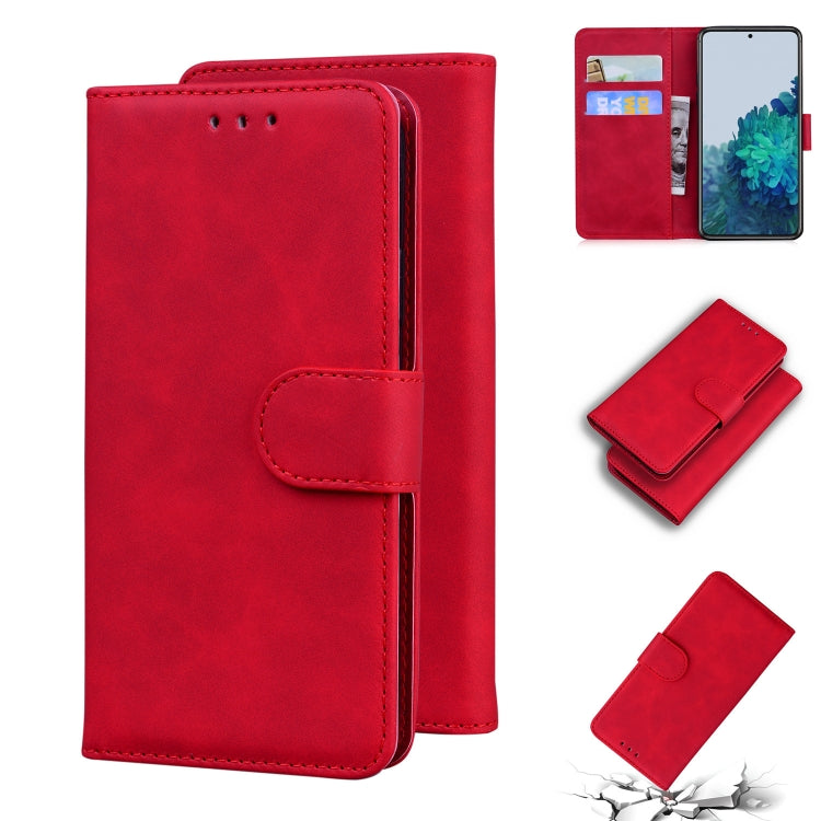 For Samsung Galaxy S21 5G Skin Feel Pure Color Flip Leather Phone Case
